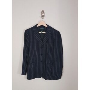 Lauren Ralph Lauren Linen Striped Blazer Nautical Coastal Women's Size 8